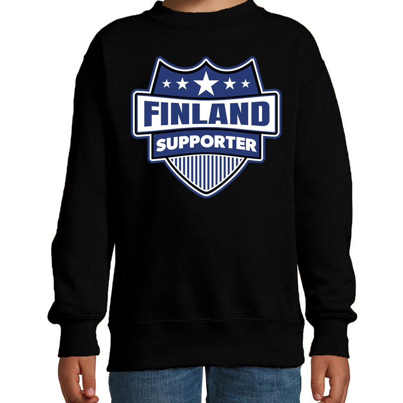 Finland schild supporter sweater zwart voor kinder