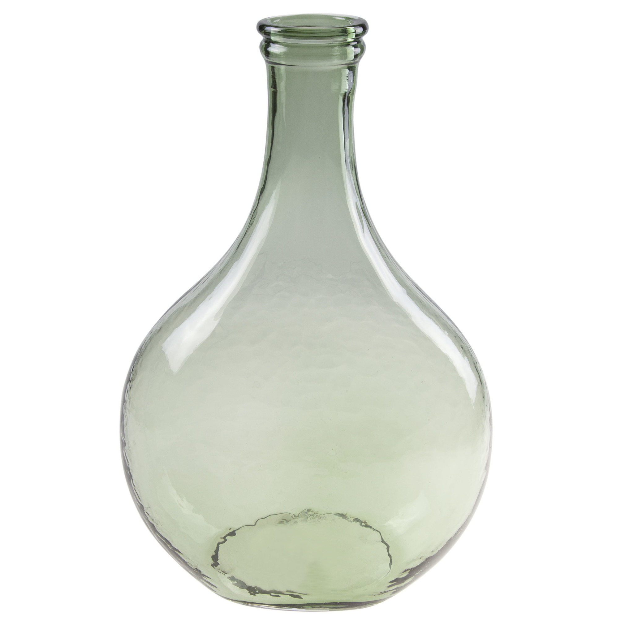 Fles bloemenvaas-vazen van glas in het groen H34 x D21.5-11 cm