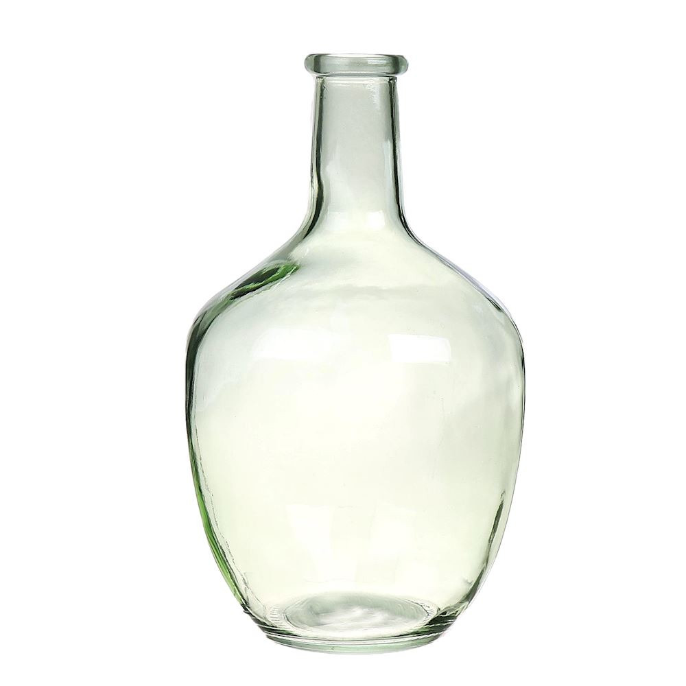 Fles vaas-vazen Milano 18 x 30 cm transparant lichtgroen glas