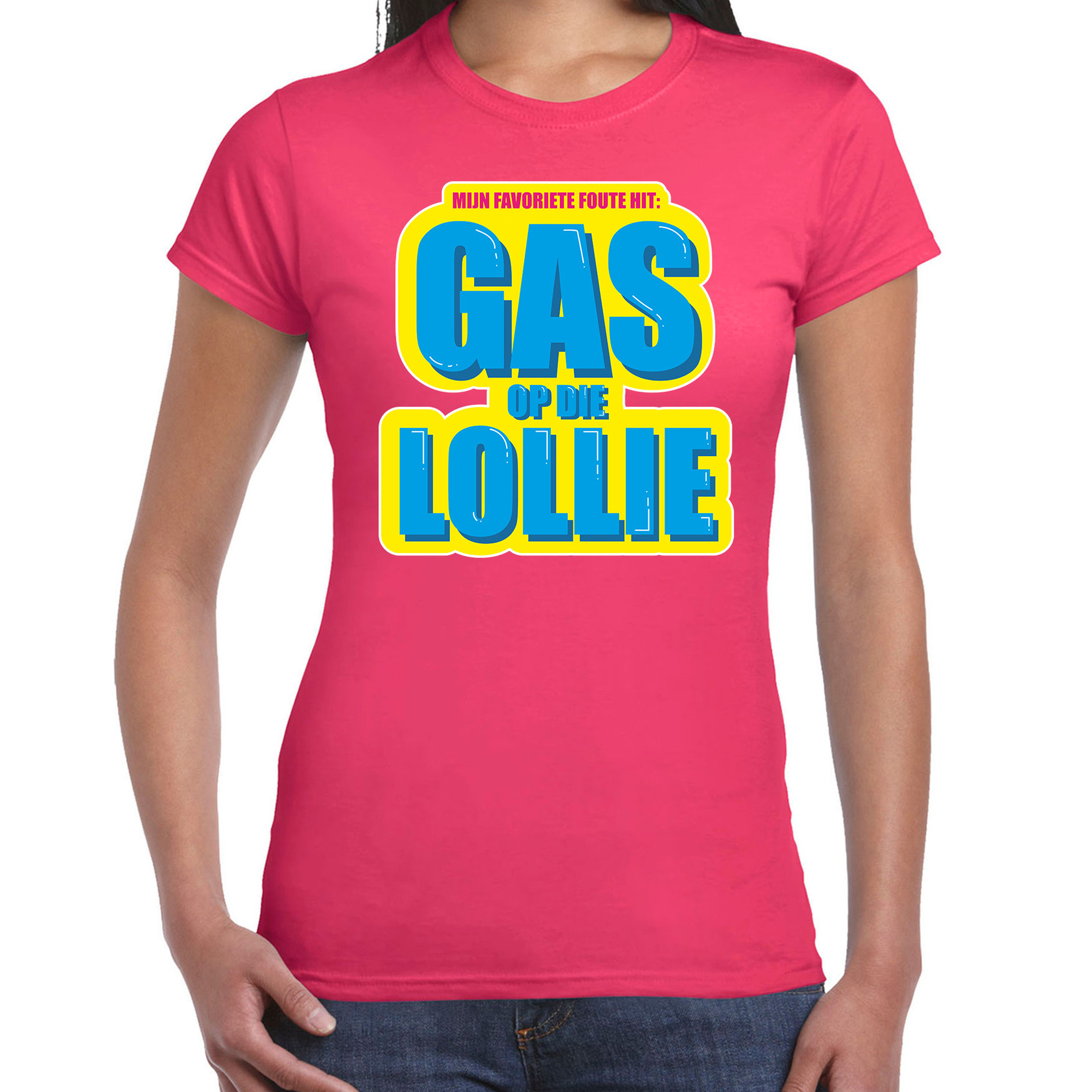 Foute party Gas op die Lollie verkleed t-shirt roze dames Foute party hits outfit- kleding