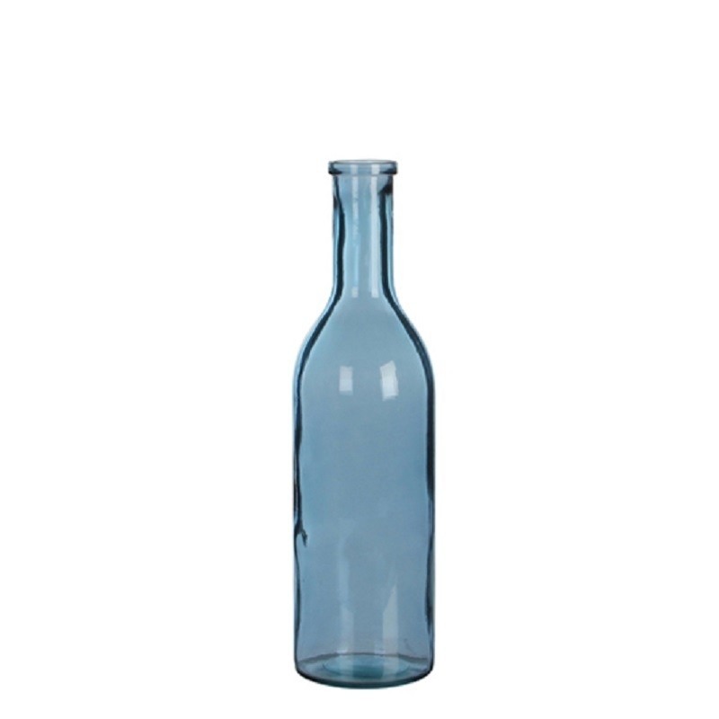 Glazen fles-vaas blauw 50 x 15 cm