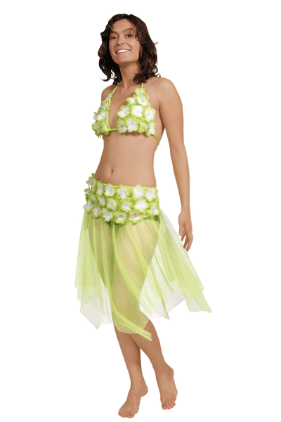 Groene Hawaii rok en bikini