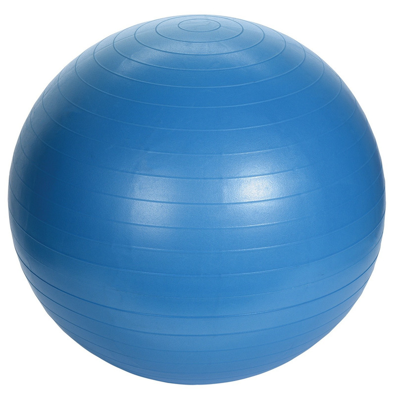 Grote blauwe yogabal met pomp sportbal fitnessartikelen 75 cm