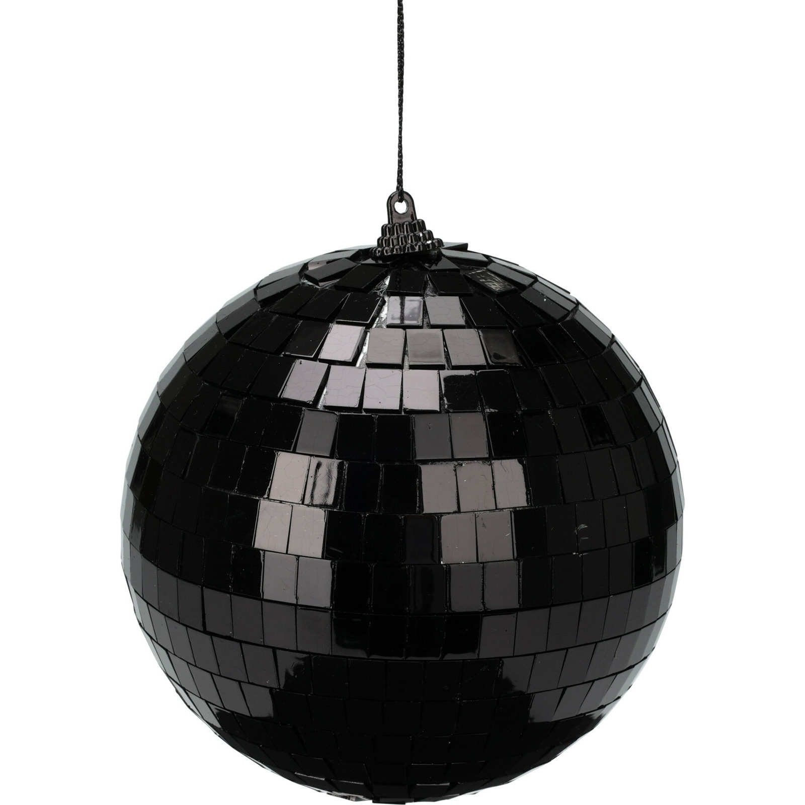 Grote discobal kerstbal -spiegel kerstbal- 1x- zwart -12 cm -kunststof