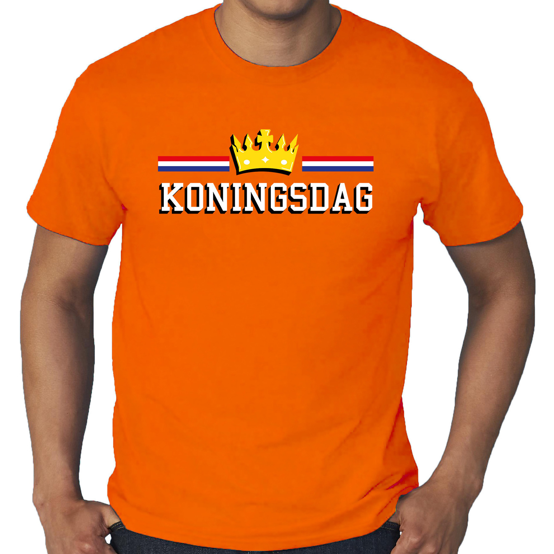 Grote maten Koningsdag t-shirt oranje voor heren Koningsdag shirts