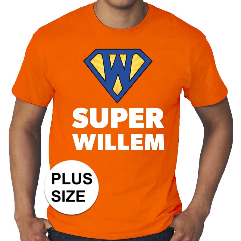 Grote maten Super Willem oranje shirt heren