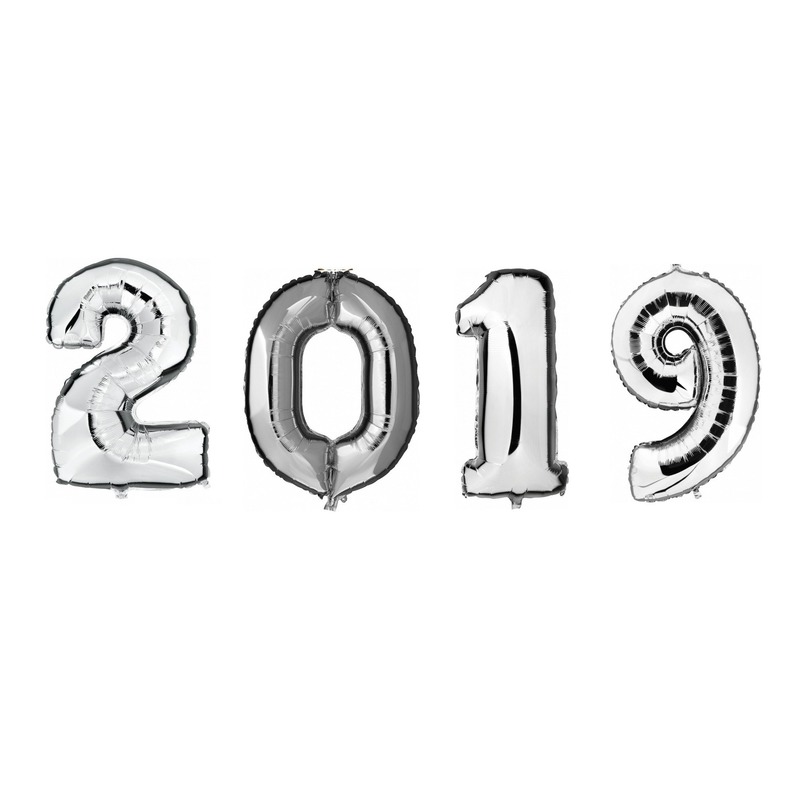 Grote zilveren 2019 ballonnen voor Oud en Nieuw