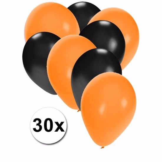 Halloween ballonnen 30 stuks zwart/oranje