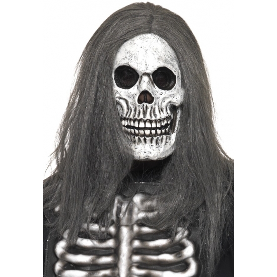 Halloween - Doodshoofd masker met haar