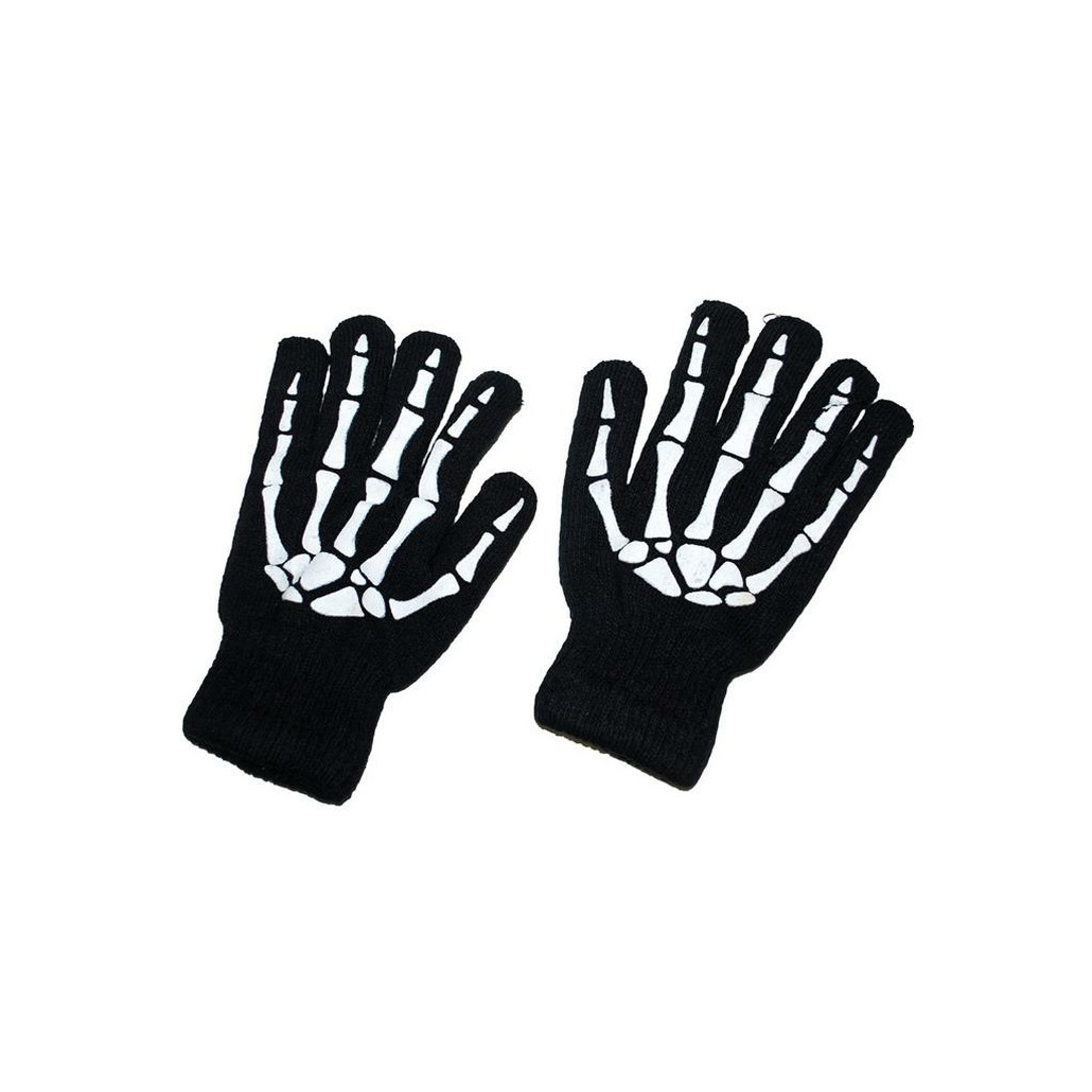 Halloween-Horror skeletten thema print verkleed handschoenen zwart volwassenen one size