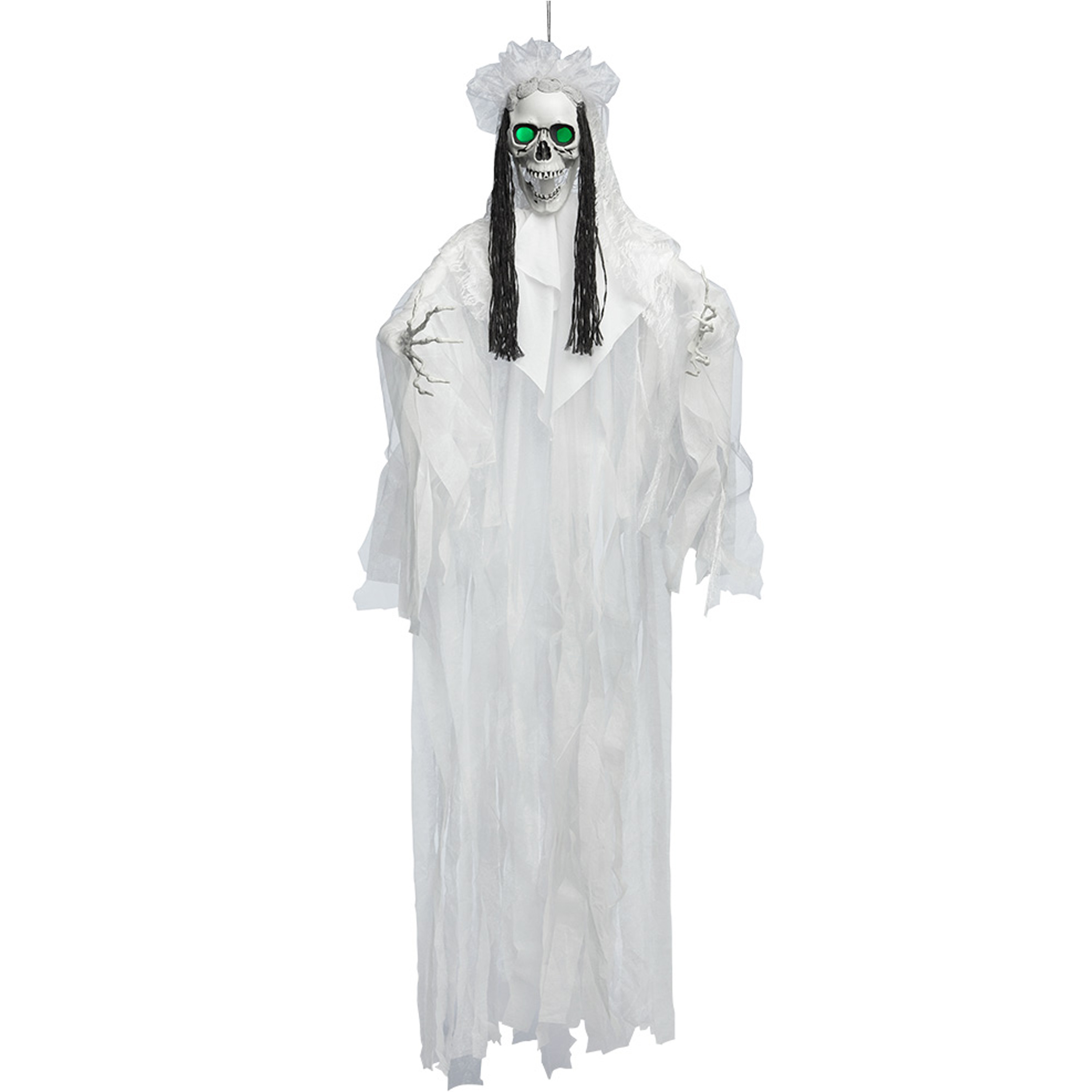 Halloween-horror thema hang decoratie spook-geest-skelet met LED licht griezel pop 160 cm