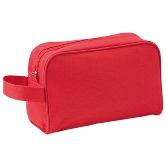 Handbagage toilettas rood met handvat 21,5 cm voor heren-dames