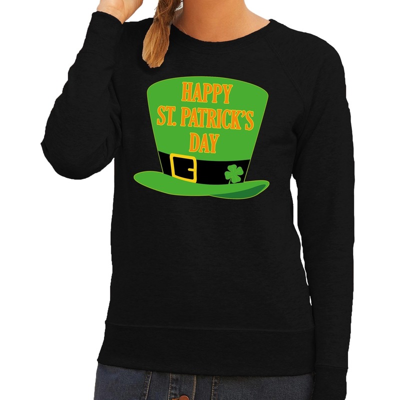 Happy St. Patricksday sweater zwart dames