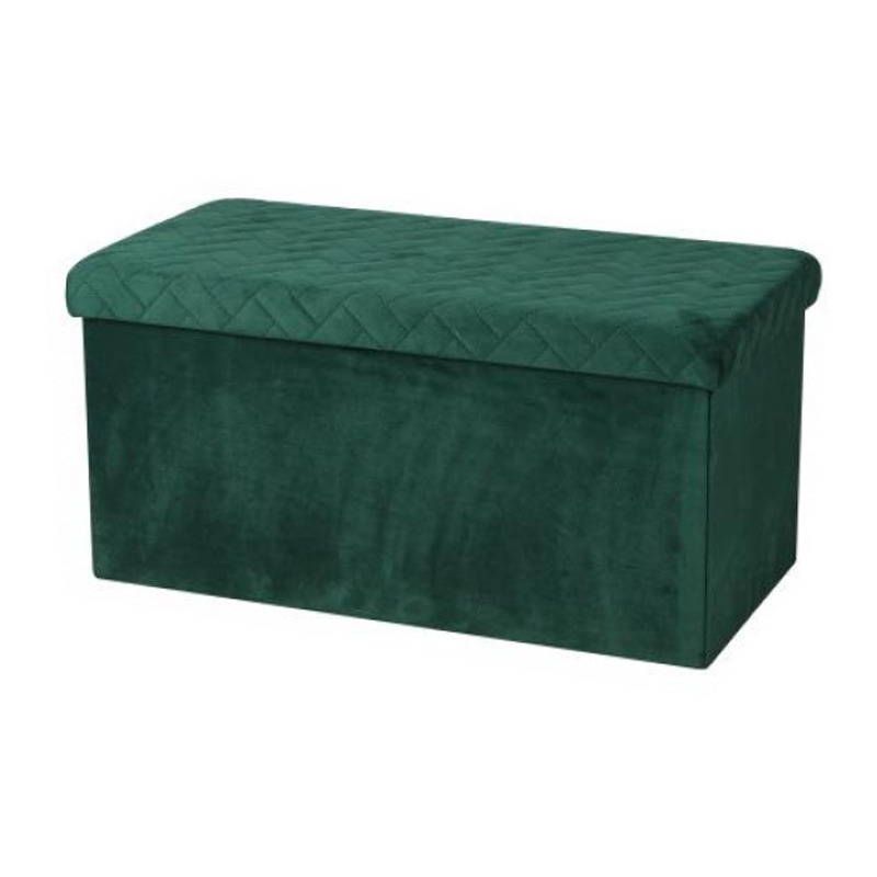 Hocker bank poef XXL opbergbox smaragd groen polyester-mdf 76 x 38 x 38 cm opvouwbaar