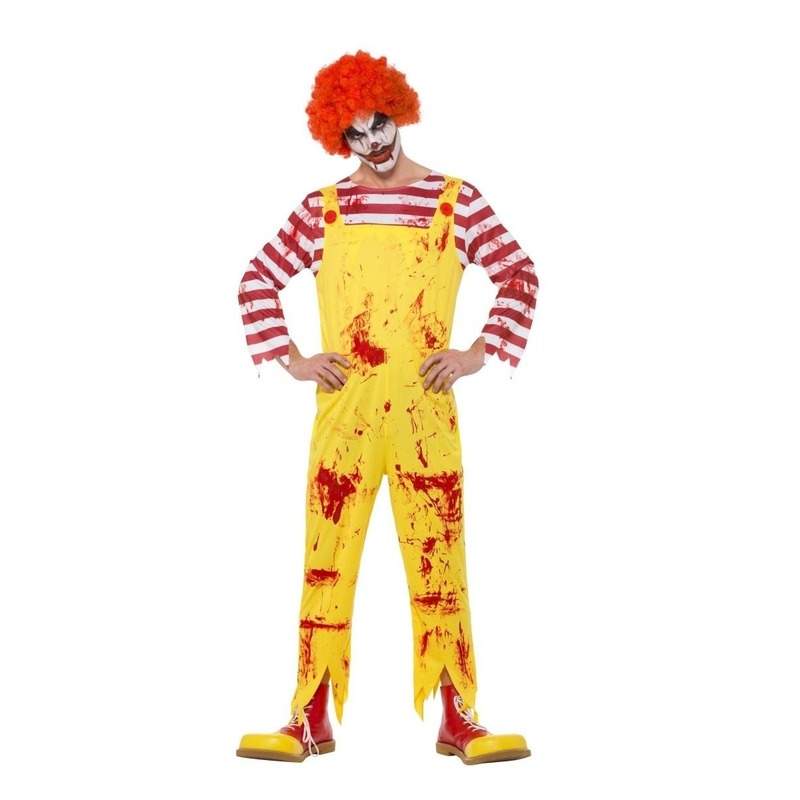 Horror clown kostuum rood-geel voor heren
