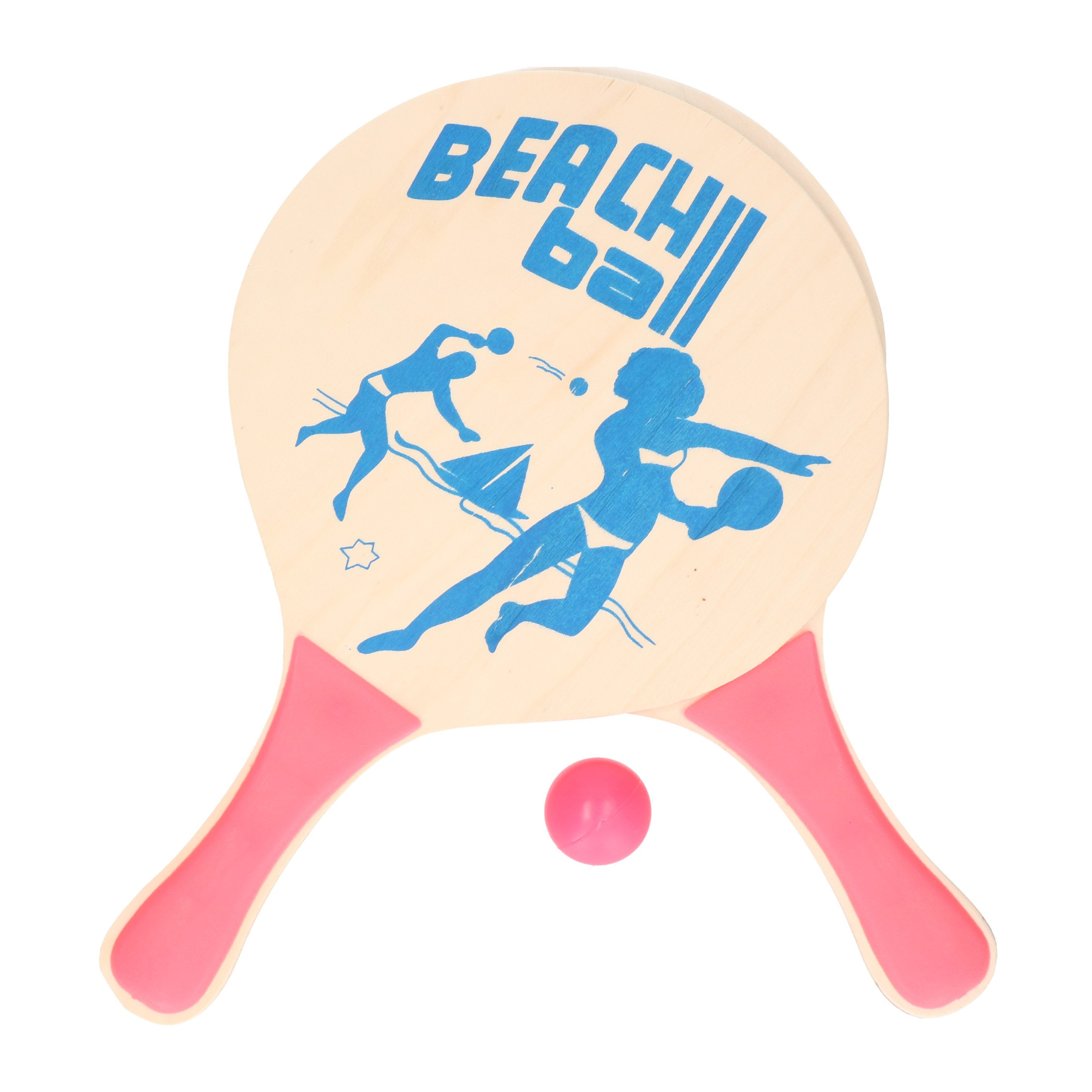 Houten beachball set roze