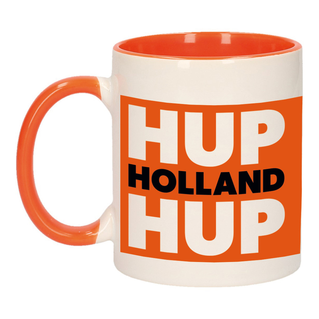 Hup Holland hup mok- beker oranje wit 300 ml