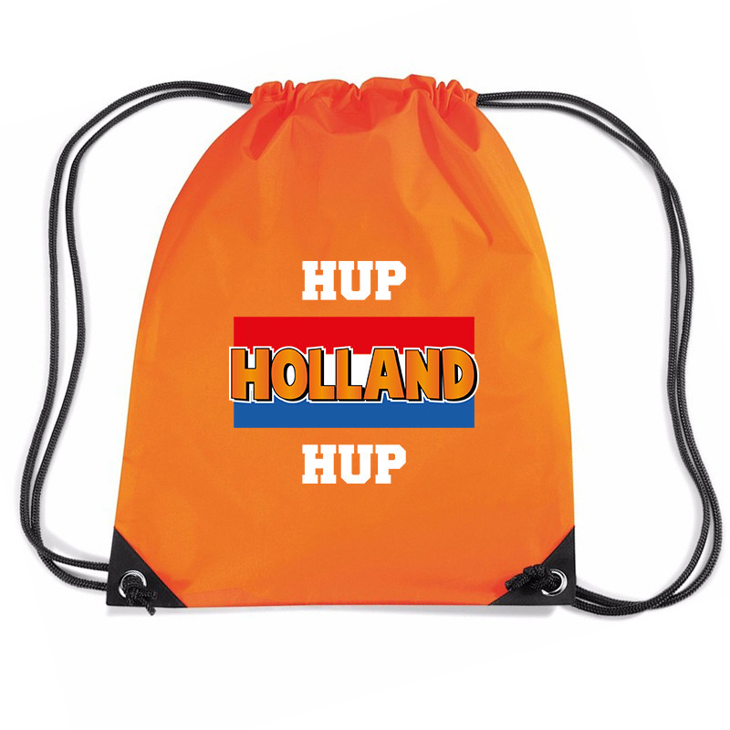 Hup Holland hup voetbal rugzakje-sporttas met rijgkoord oranje