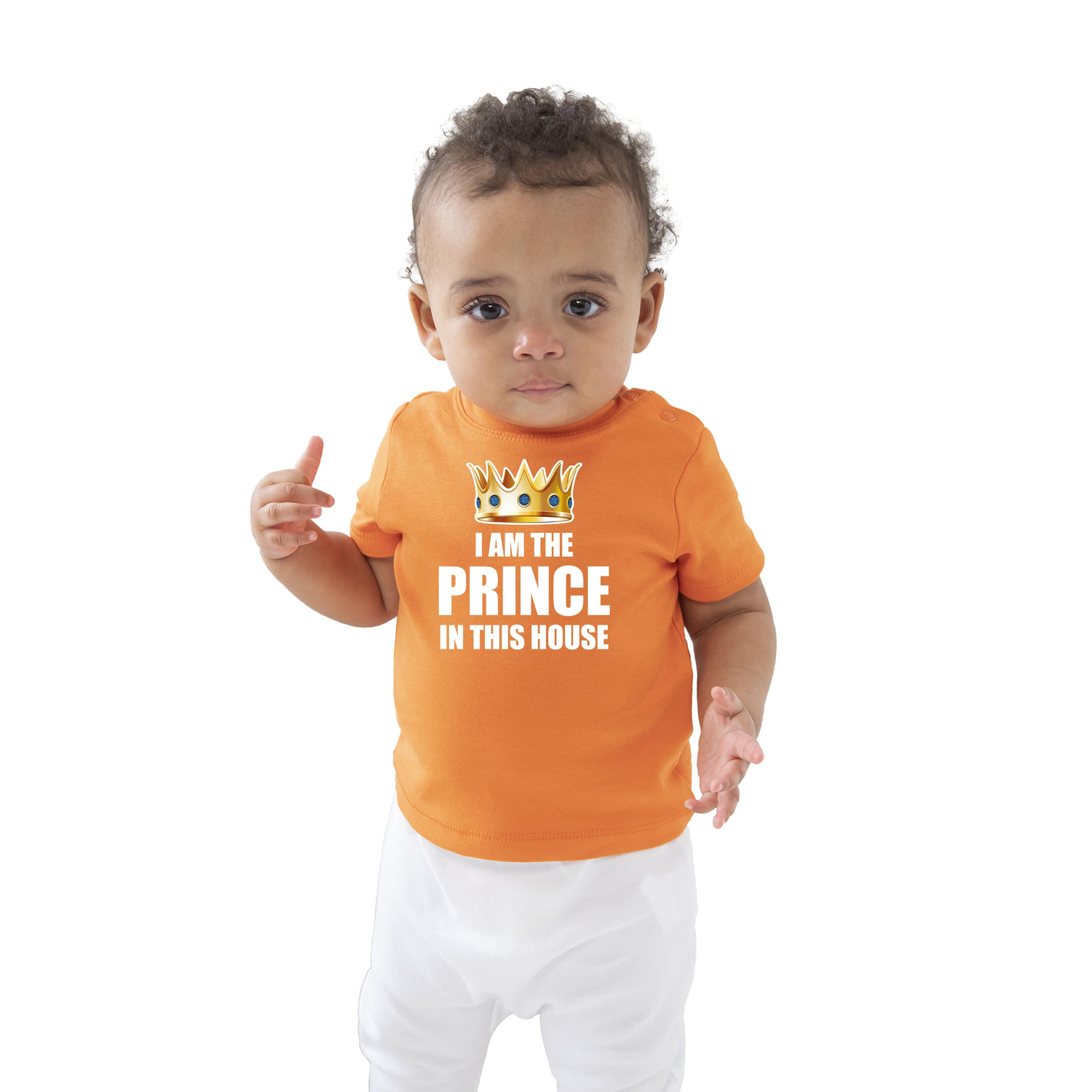 I am the prince in this house Koningsdag t-shirt oranje baby-peuter voor jongens
