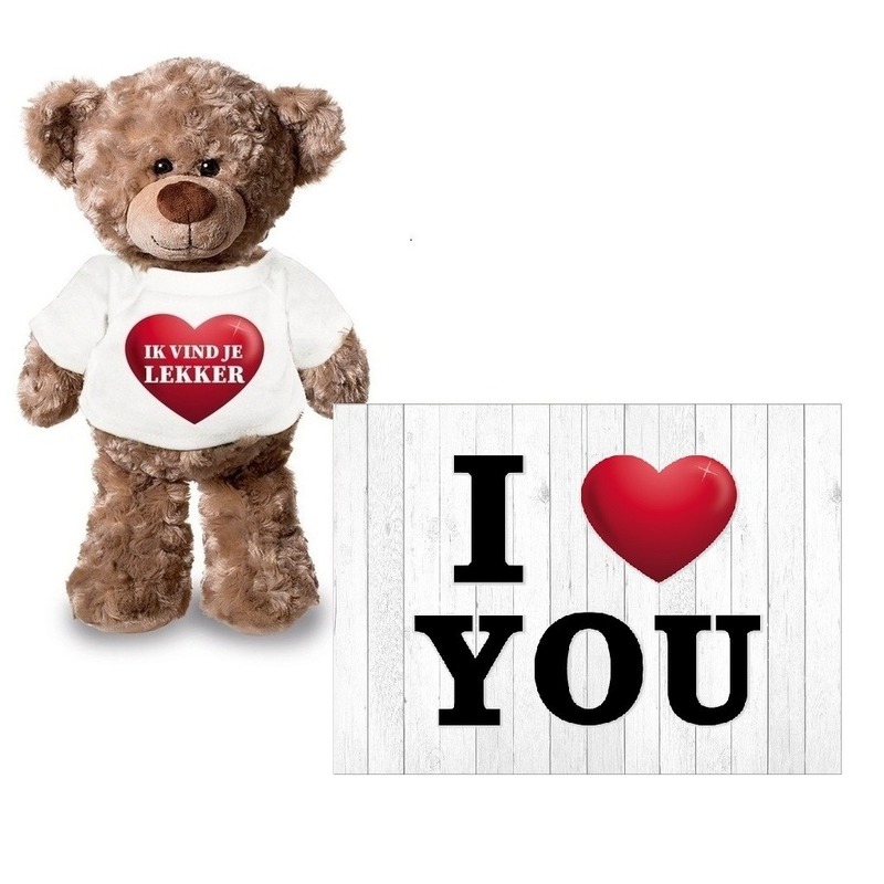 I Love You Valentijnskaart met ik vind je lekker knuffelbeer