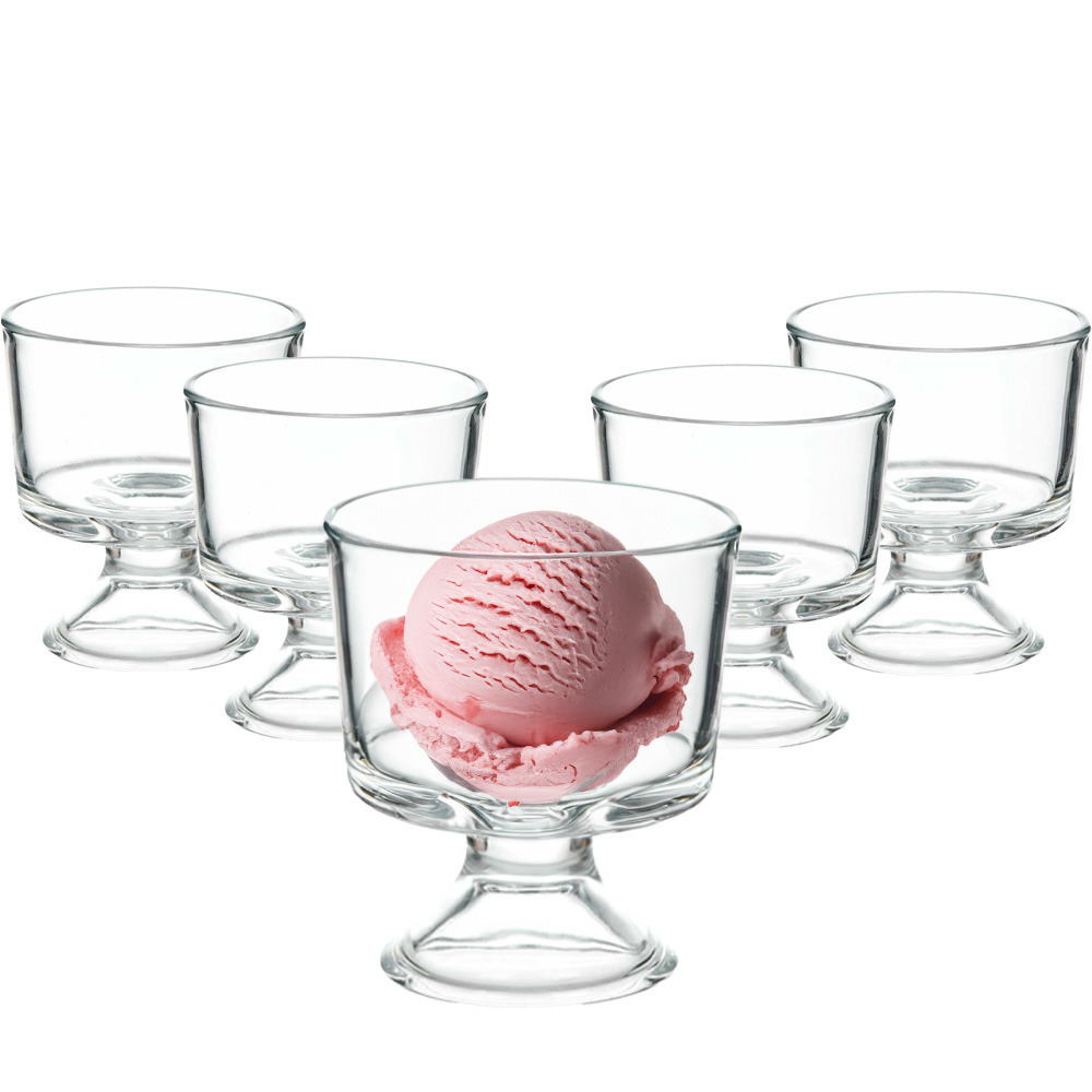 IJcoupes-ijs-dessert serveer schaaltjes op voet set 6x stuks glas 290 ml