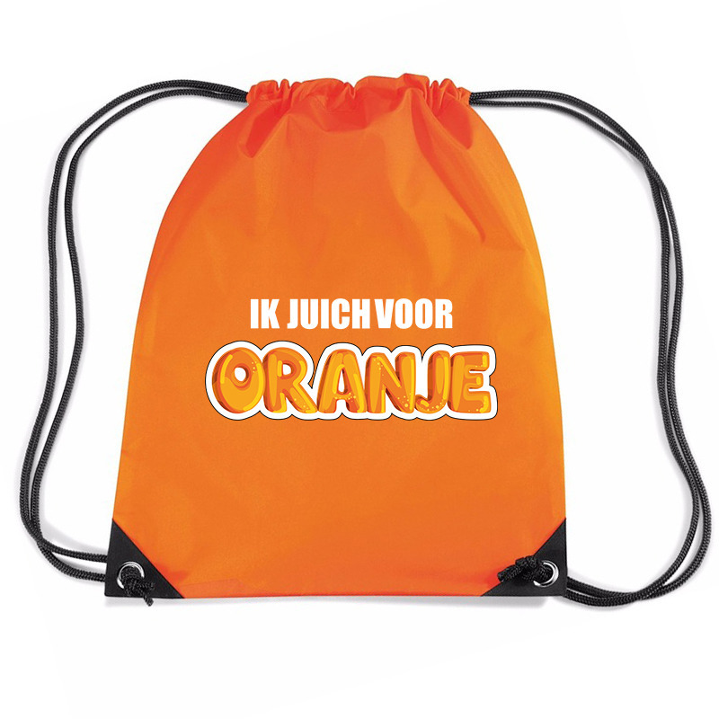 Ik juich voor oranje voetbal rugzakje-sporttas met rijgkoord oranje