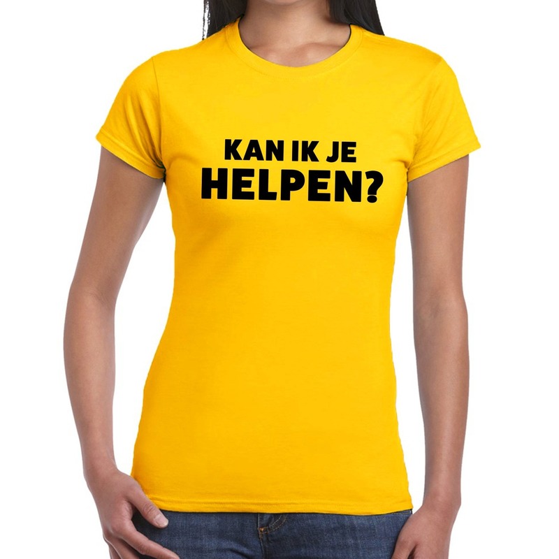 Kan ik je helpen beurs-evenementen t-shirt geel dames