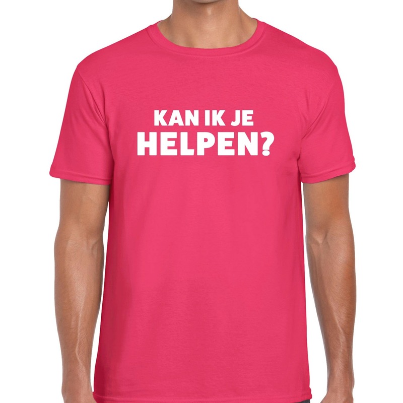 Kan ik je helpen beurs-evenementen t-shirt roze heren