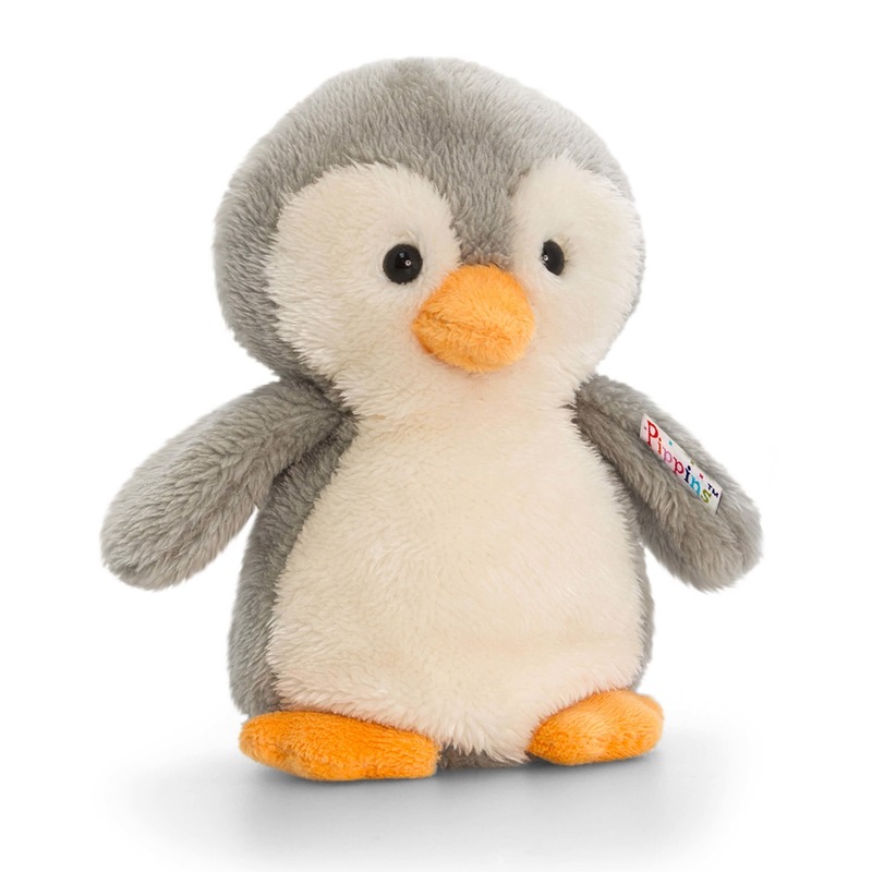 Keel Toys pluche pinguin knuffel grijs-wit 14 cm