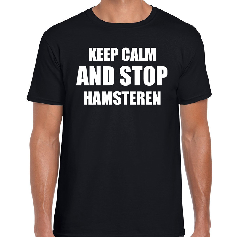 Keep calm and stop hamsteren corona crisis zwart voor heren