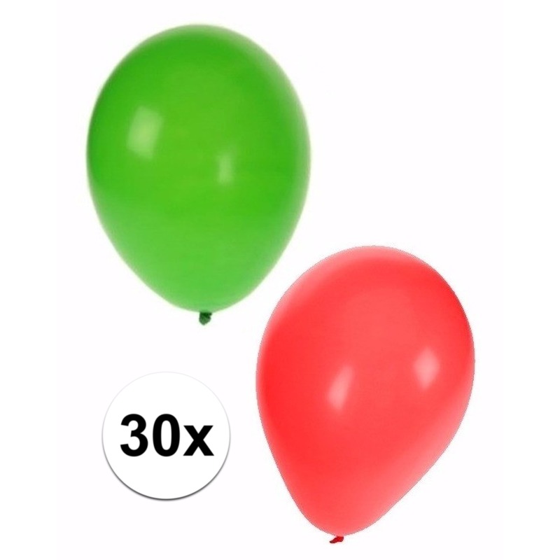 Kerst ballonnen 30 stuks groen-rood