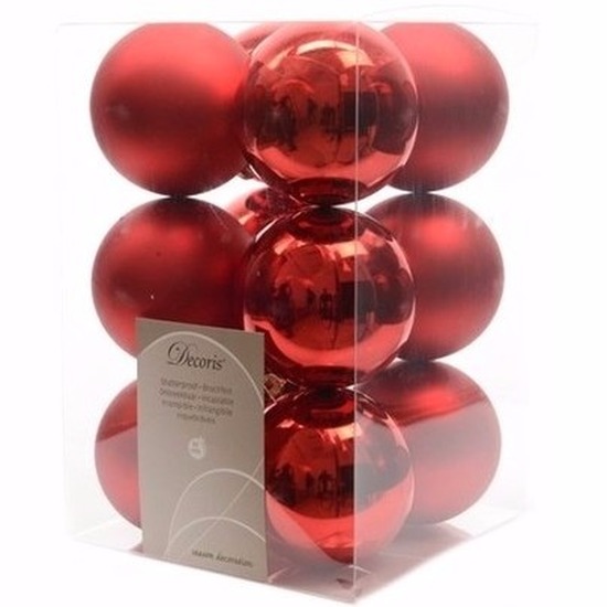 Kerst kerstballen rood 6 cm Elegant Christmas 12 stuks