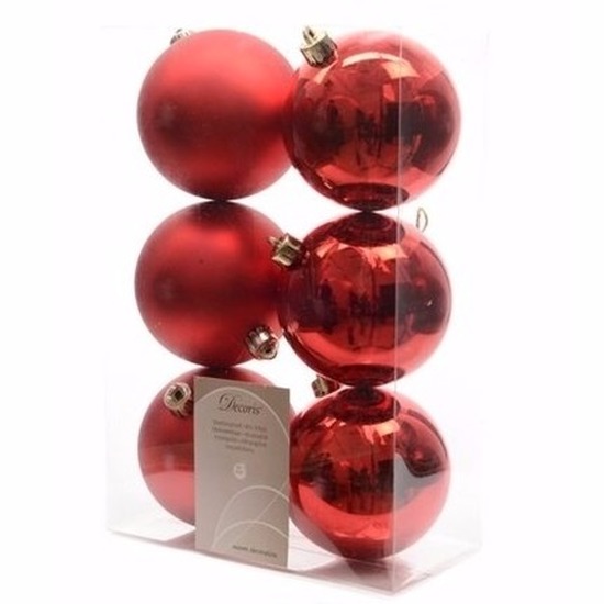 Kerst kerstballen rood 6 cm Elegant Christmas 6 stuks