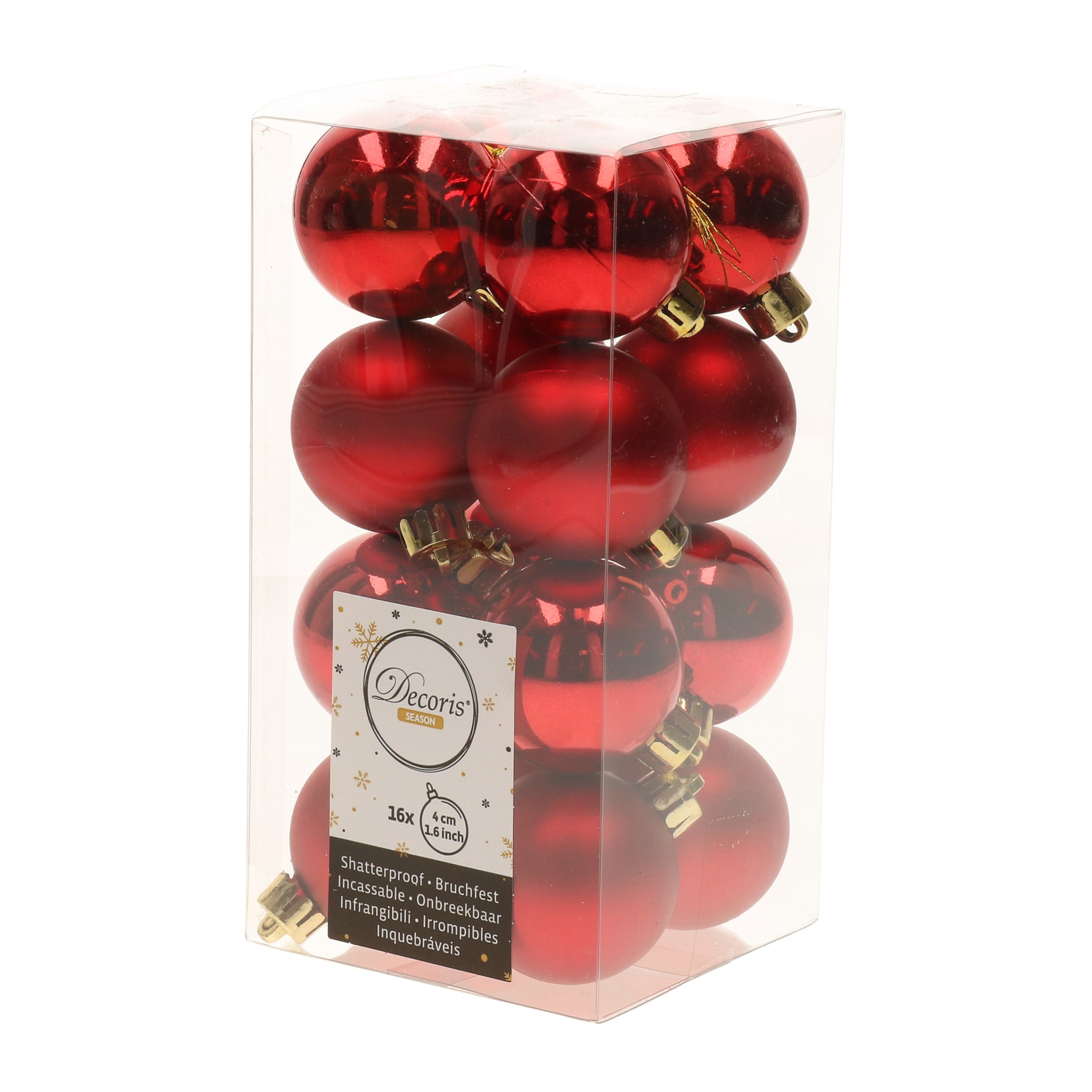 Kerst kerstballen rood mix 4 cm Elegant Christmas 16 stuks