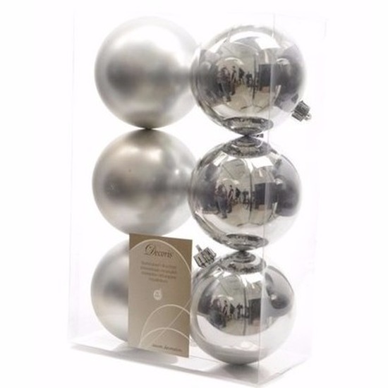 Kerst kerstballen zilver 6 cm Elegant Christmas 6 stuks