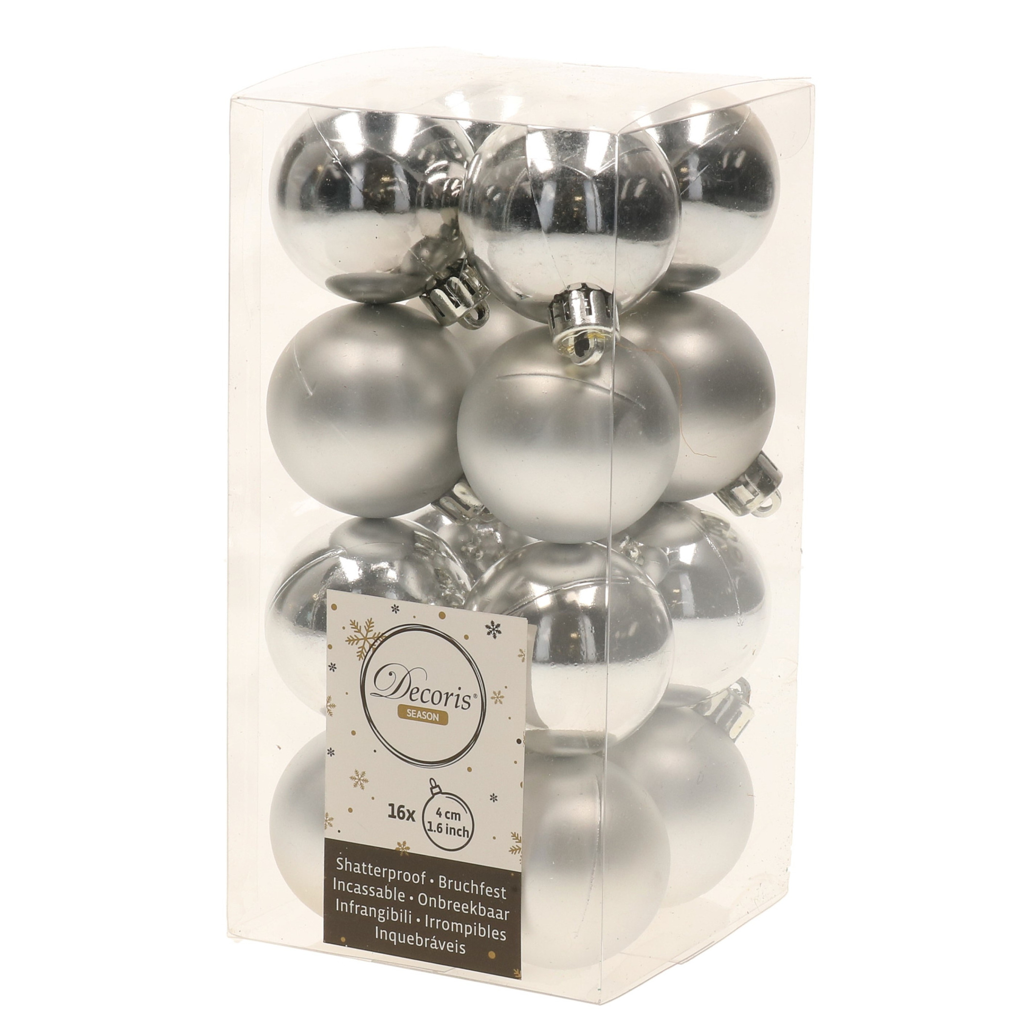 Kerst kerstballen zilver mix 4 cm Christmas Silver 16 stuks