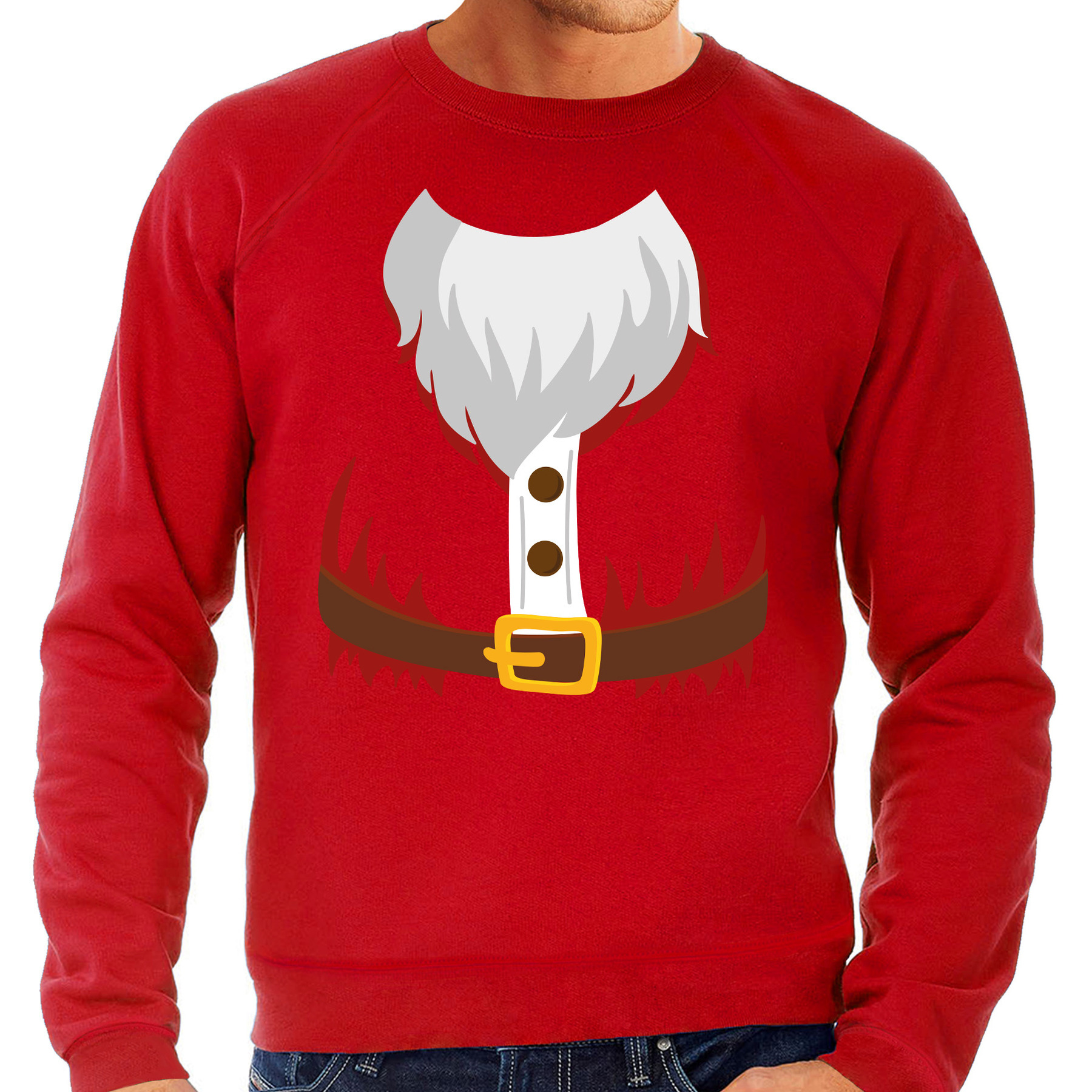 Kerstman kostuum verkleed sweater-trui rood voor heren