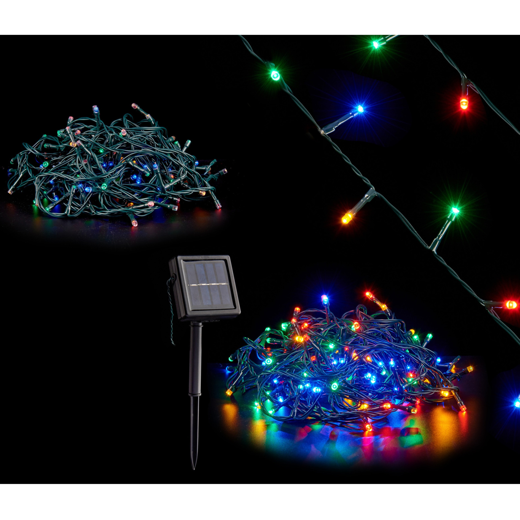 Kerstverlichting-party lights 150 gekleurde LED lampjes op zonne-energie