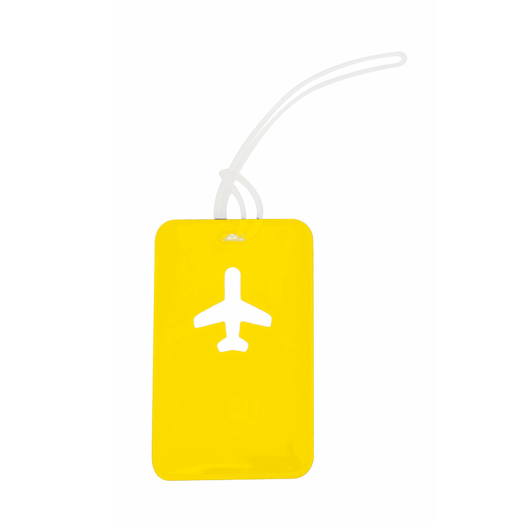 Kofferlabel van kunststof geel 11 x 7 cm reiskoffer-handbagage labels