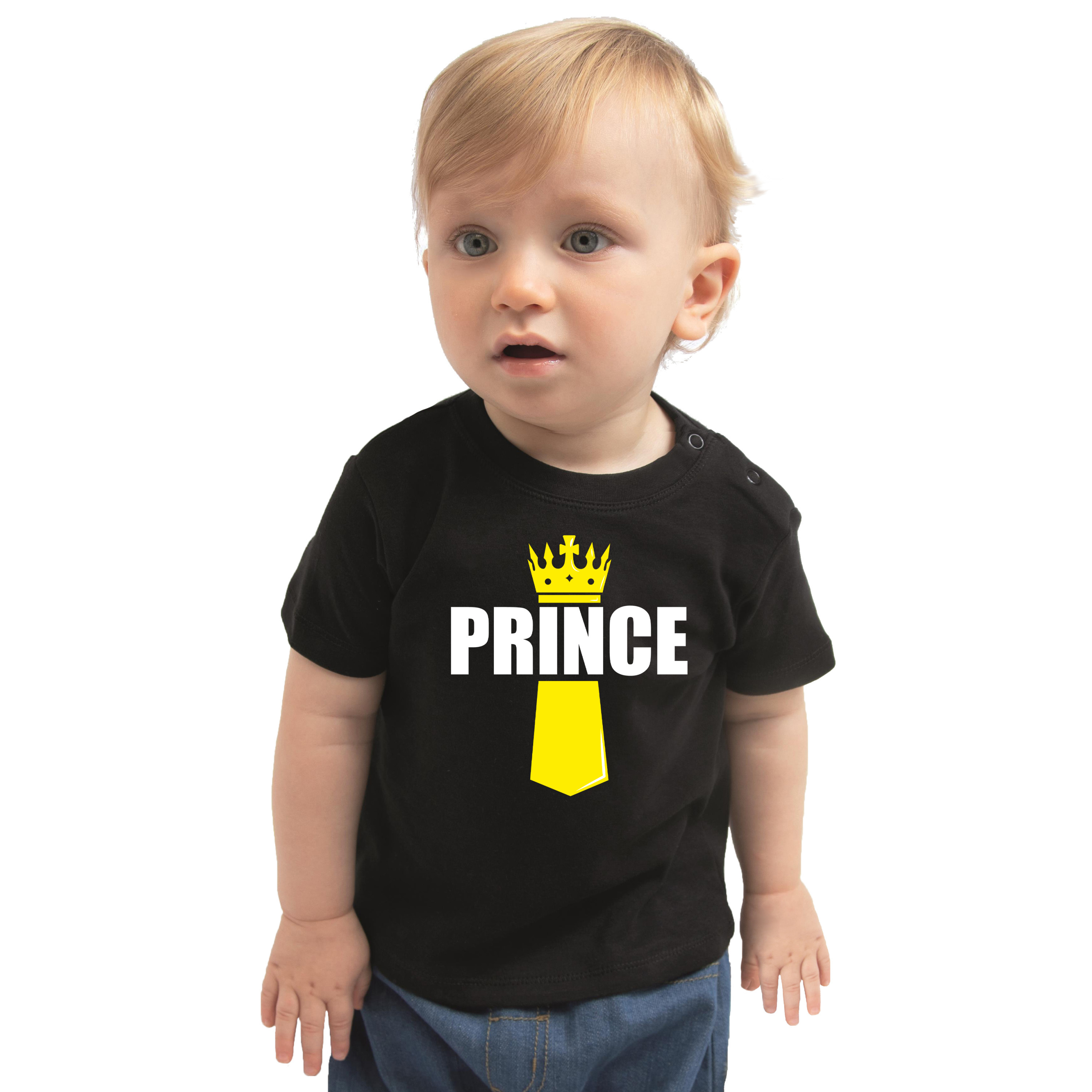 Koningsdag t-shirt Prince met kroontje zwart voor babys