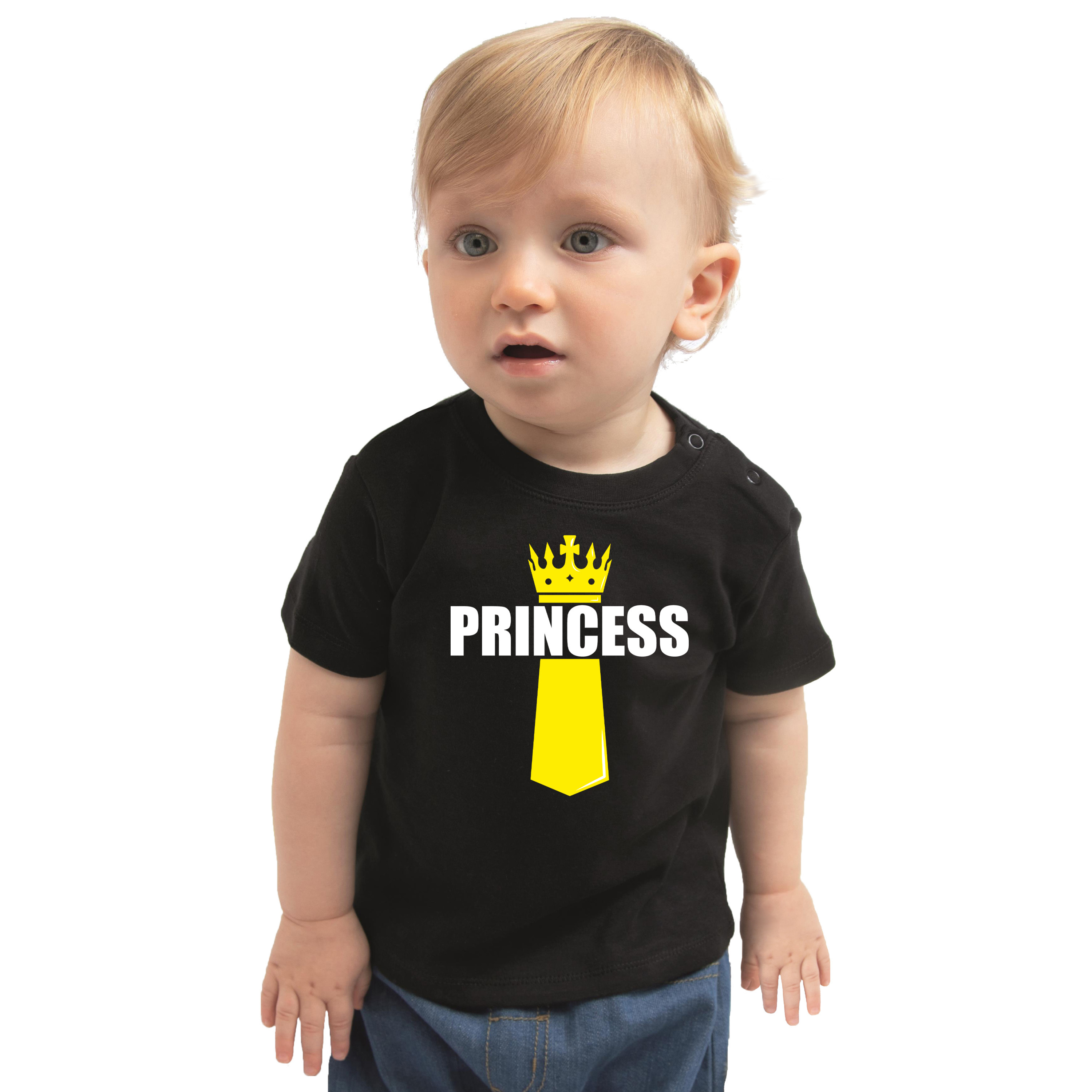 Koningsdag t-shirt Princess met kroontje zwart voor babys