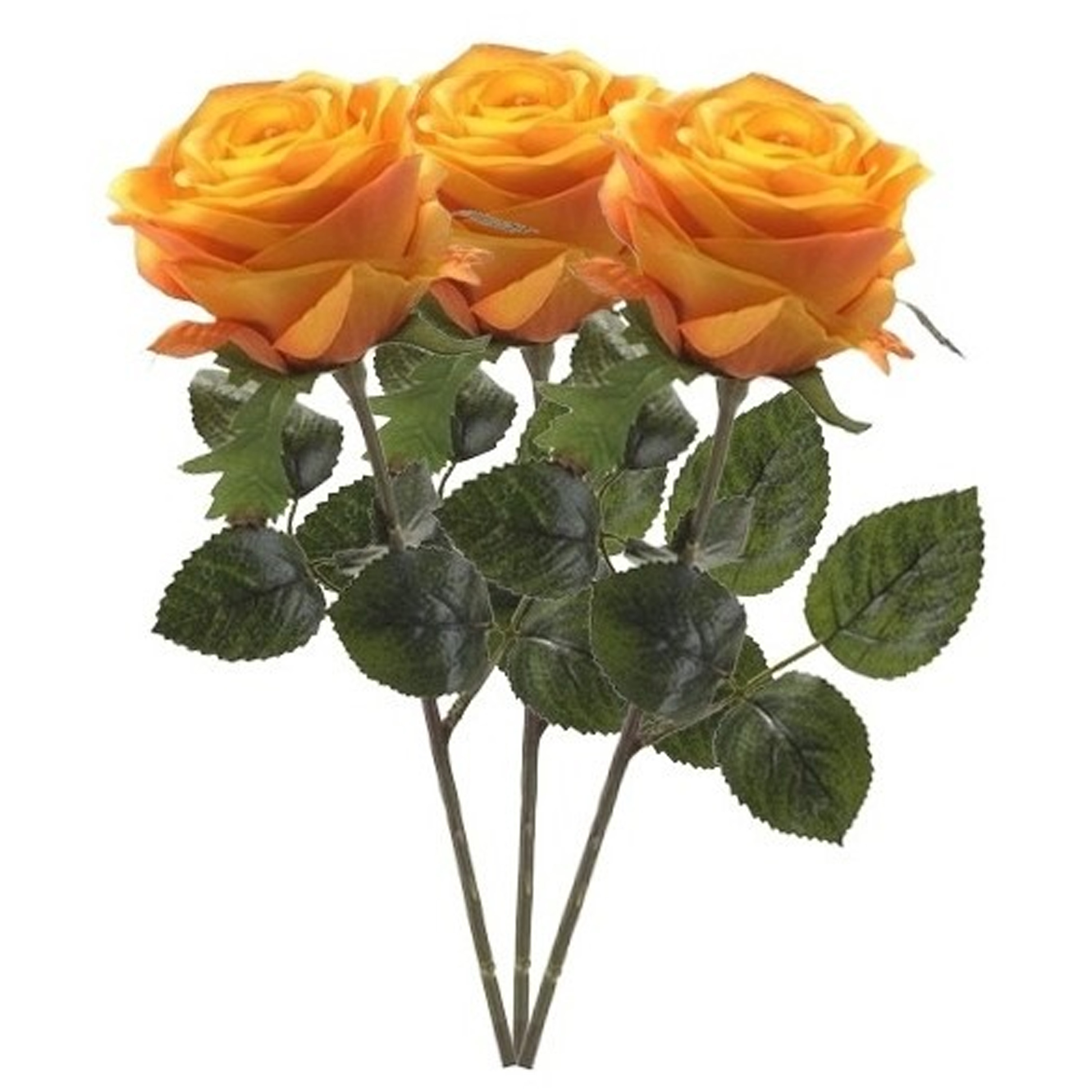 Kunstbloem roos Simone geel-oranje 45 cm decoratie bloemen