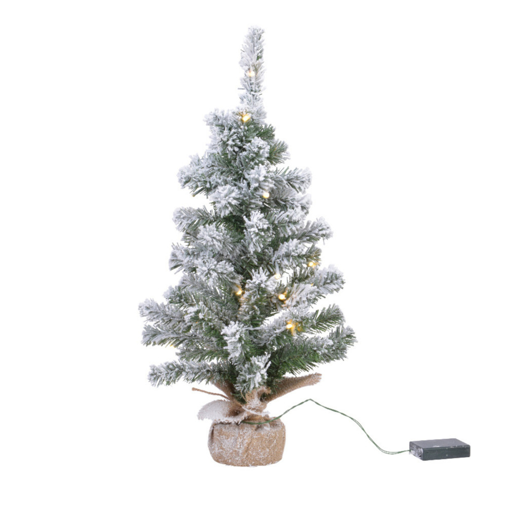 Kunstboom-kunst kerstboom met sneeuw en licht 60 cm
