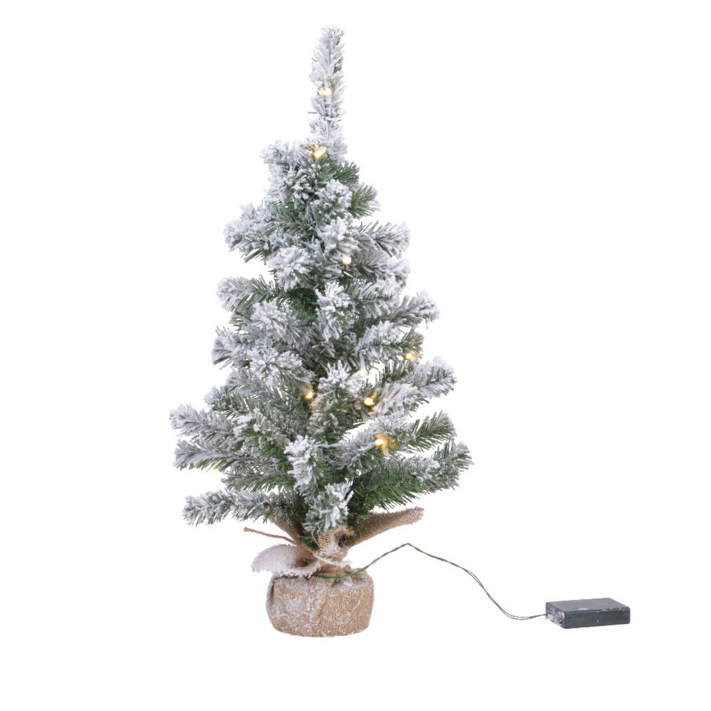 Kunstboom-kunst kerstboom met sneeuw en licht 75 cm