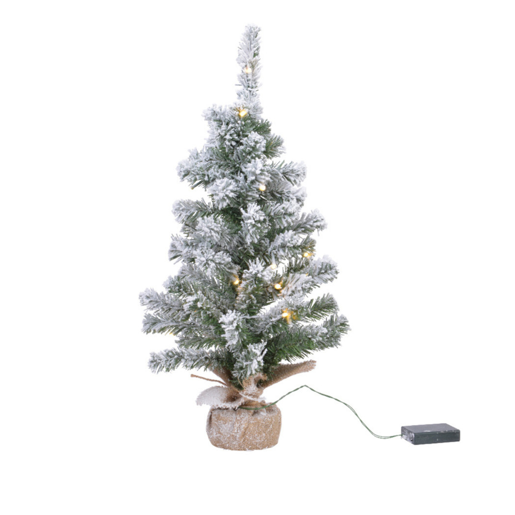 Kunstboom-kunst kerstboom met sneeuw en licht 90 cm