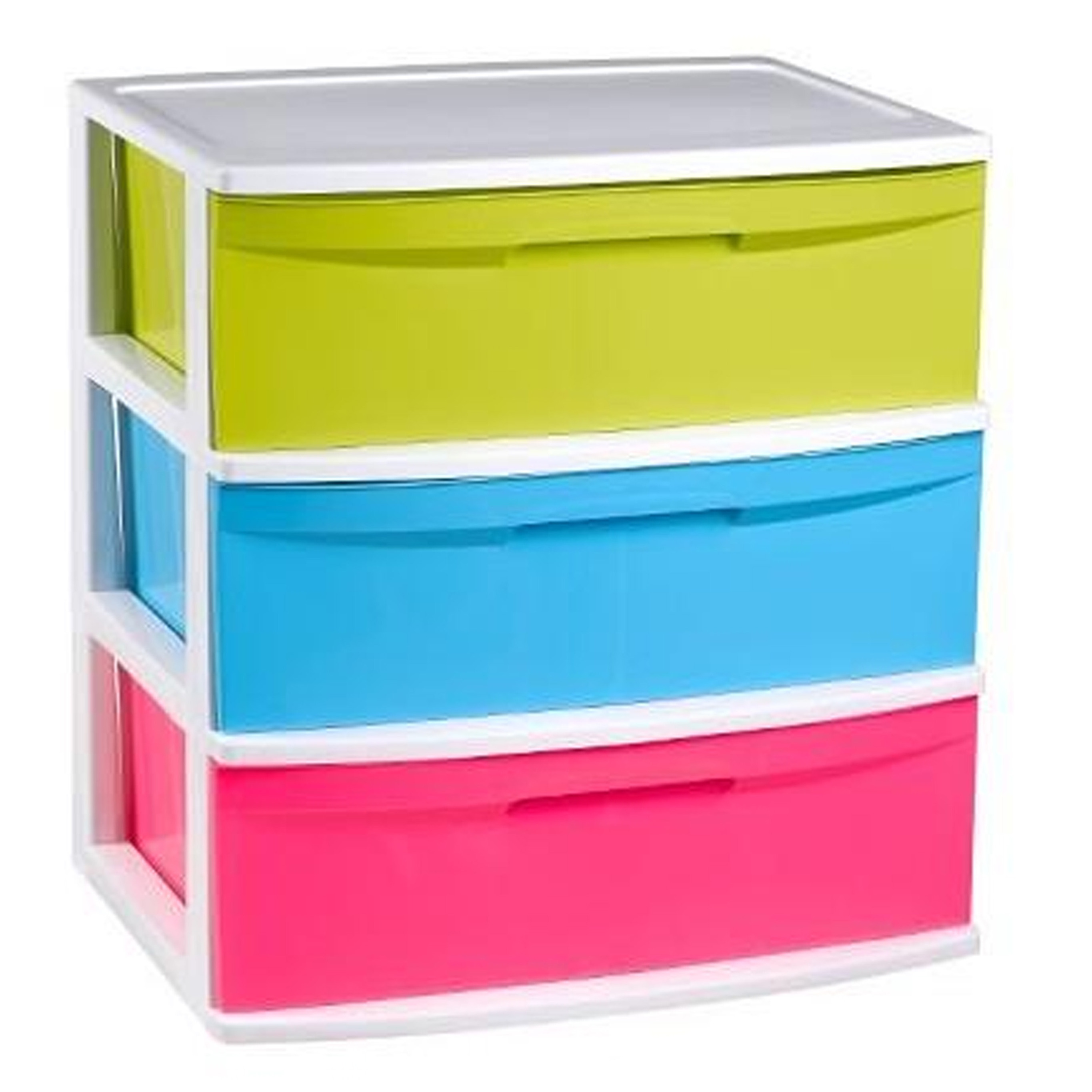 Ladeblokje-spullen storage organizer 3x lades multi kleuren-transparant L56 x B40 x H61 cm pla