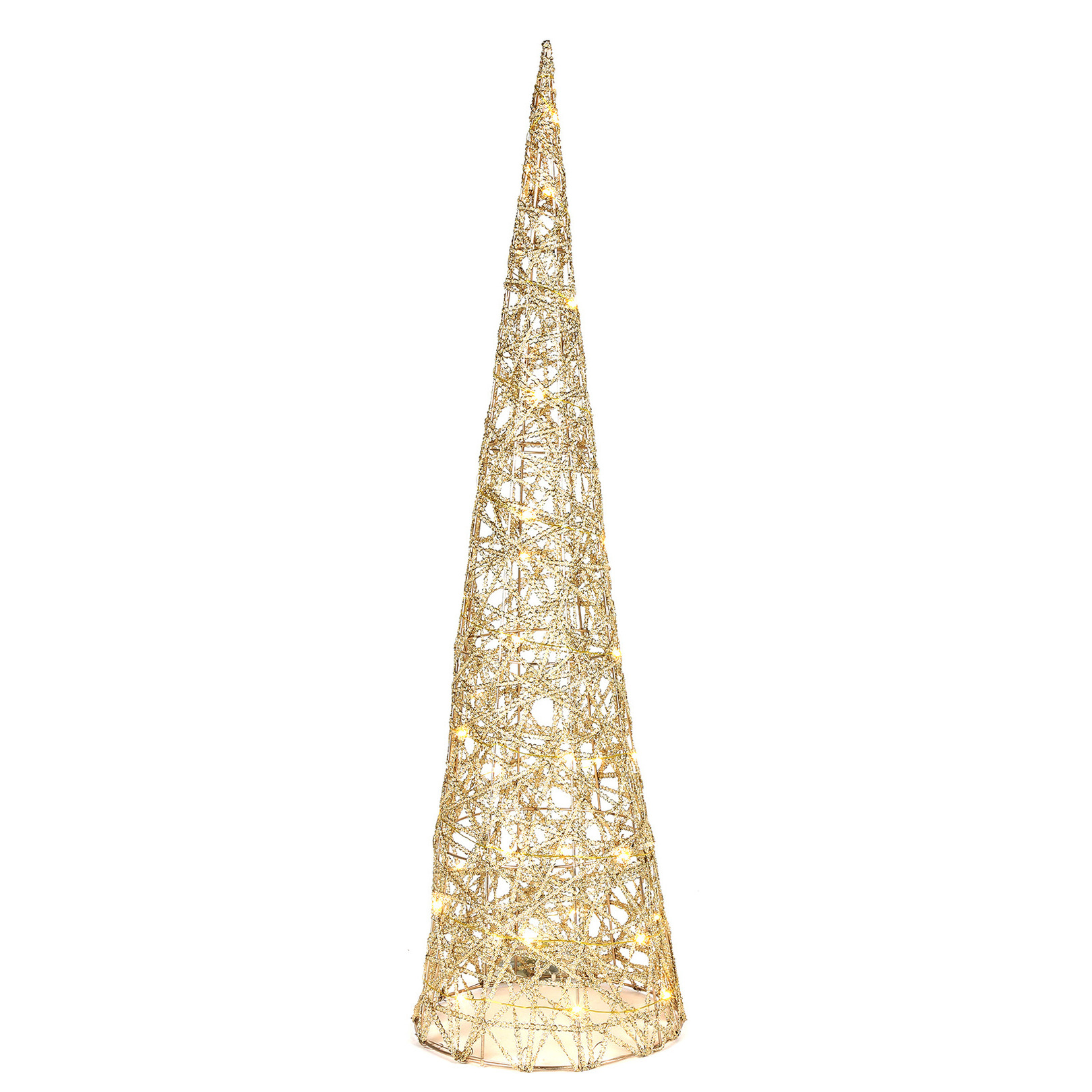 LED kegel kerstboom lamp goud 40 leds H80 cm met timer