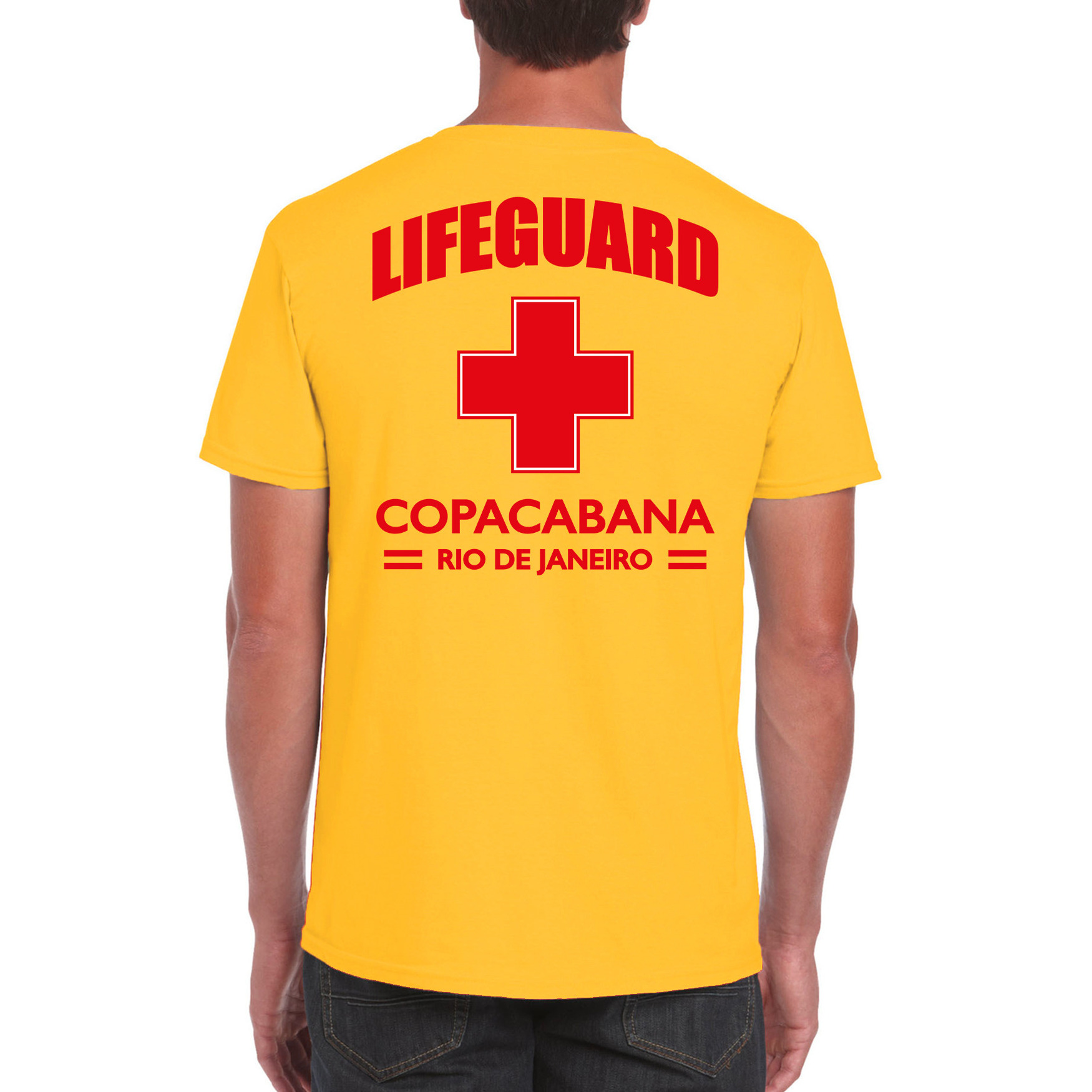 Lifeguard- strandwacht verkleed t-shirt-shirt Lifeguard Copacabana Rio De Janeiro geel voor heren