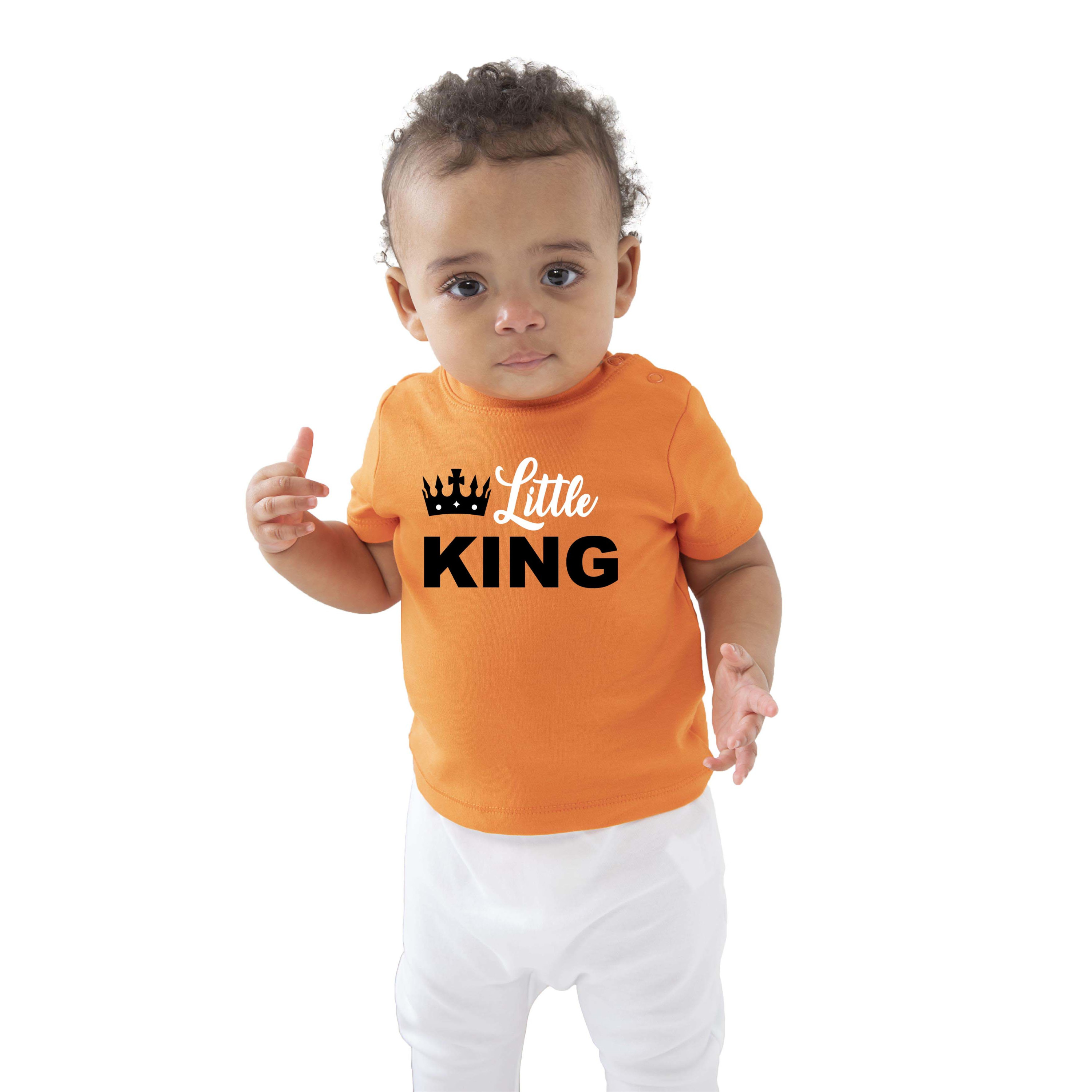 Little King Koningsdag t-shirt oranje baby peuters-jongens