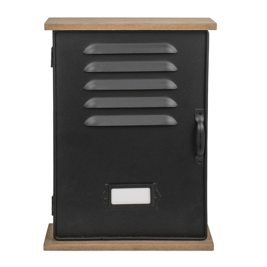 Locker sleutelkastje zwart van hout-metaal 20 x 27.5 cm
